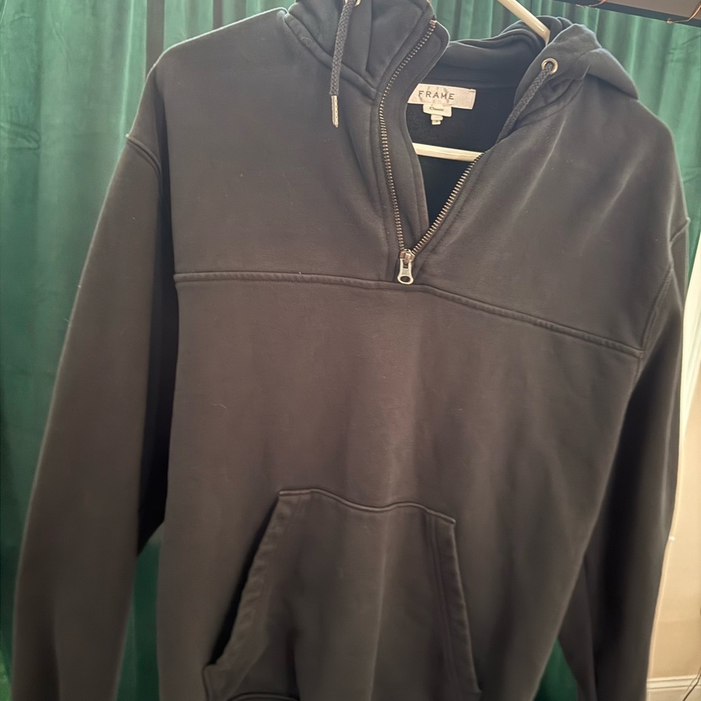 Frame Denim Black Men's Zip Up Sweater